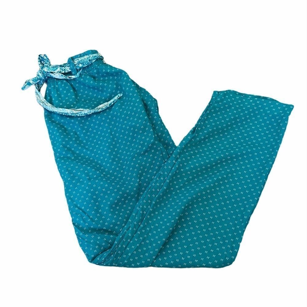VINTAGE Petite Teal Printed Scarf Belt Light Pant